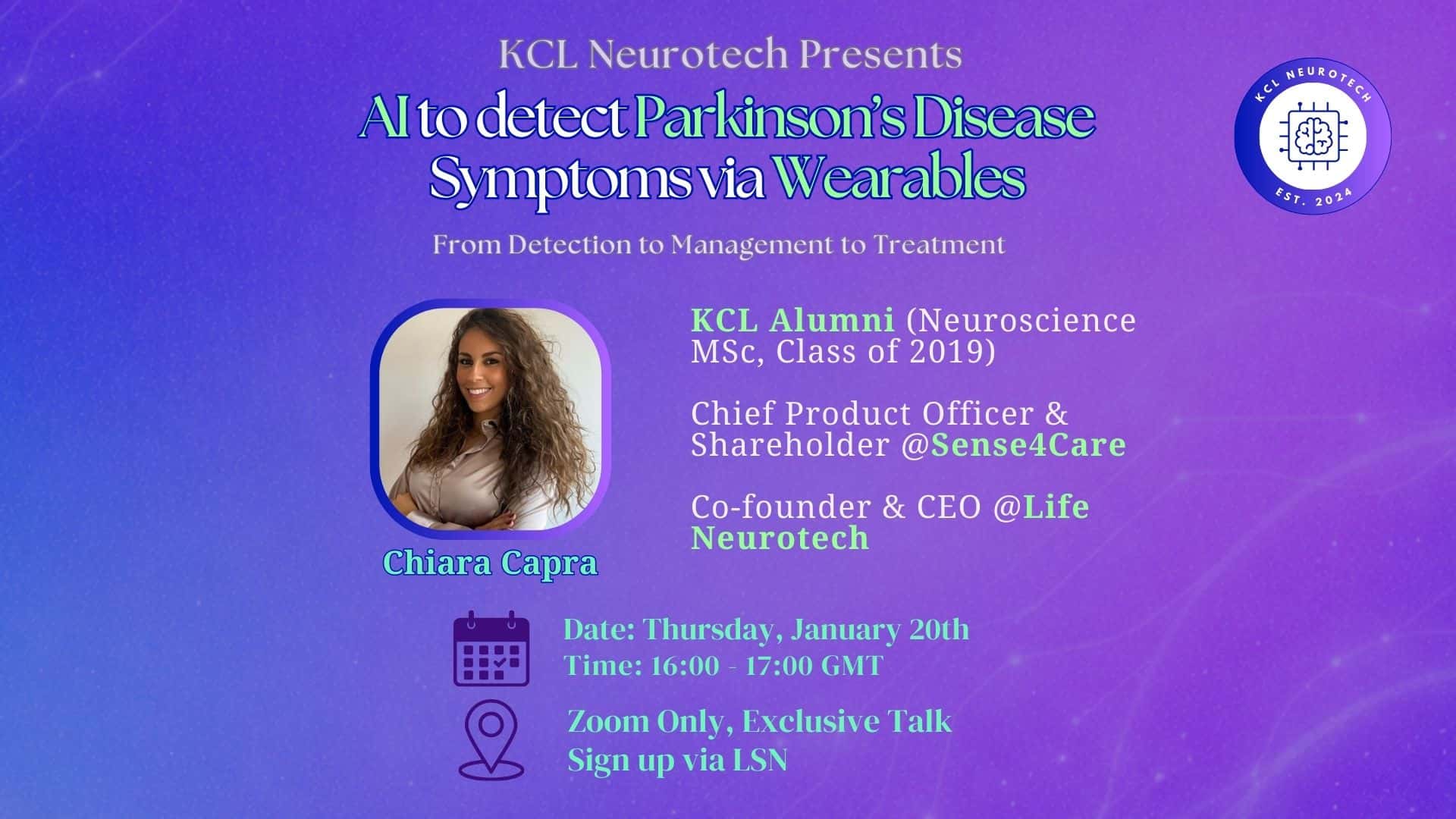 AI to detect Parkinson’s Disease Symptoms via Wearables: A Talk by Chiara Capra